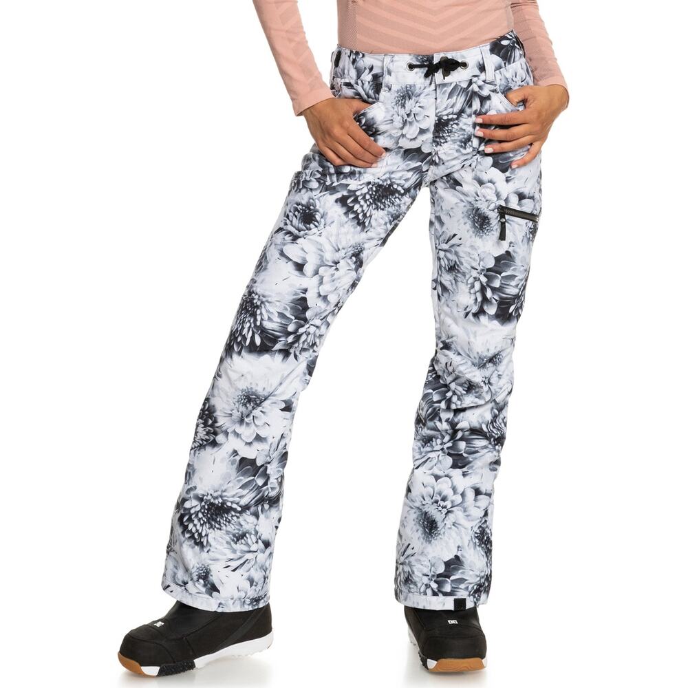 Roxy Size L Insulated White Future Flowers Nadia Printed Snowboard Pants HR2-51